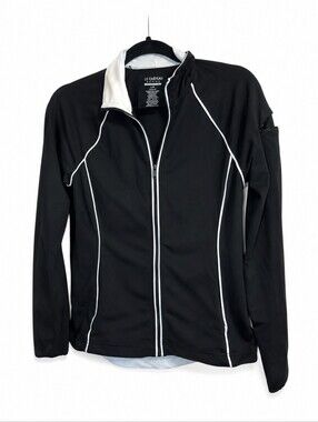 Lauren Ralph Lauren Women’s Small Athletic Jacket Full Zip Black White Piping